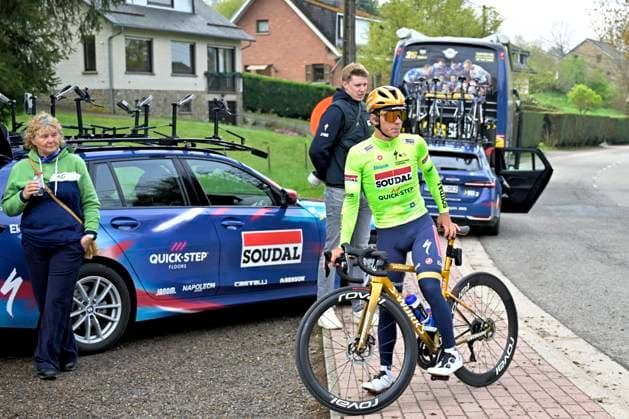 Liege Bastogne Liege 2025 Training 25 04 2025 Liege, Belgium - April 25 : Evenepoel Remco (BEL) of Soudal - Quick Step pictured during a training session prior to the 111 edition of Liege Bastogne Liege a cycling race of 252 kms with start in Liege and finish in Liege on April 25, 2025 in Liege, Belgium, 24 04 2025 ( Motordriver Guy De Vuyst - Liege Belgium  Copyright: xSesx