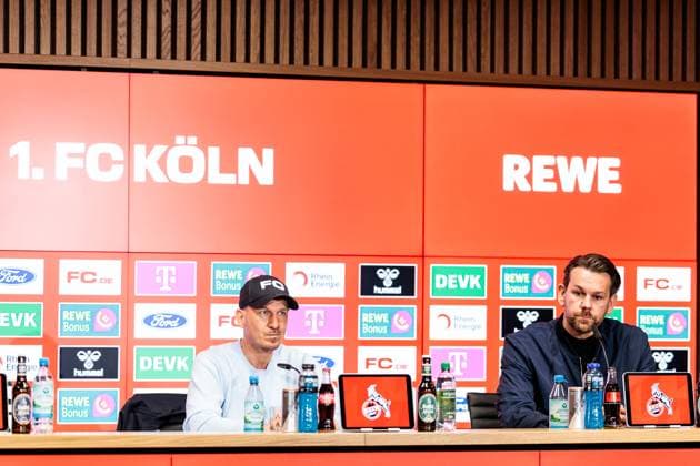 1 FC Köln Press Conference 25 04 2025 Gerhard Struber Coach 1 FC Köln and Thomas Kessler 1 FC Köln Head of Licensed Players Press Conference 1 FC Köln Köln, RheinEnergiestadion, 25 04 2025 Copyright: xBEAUTIFULxSPORTS Wunderlx