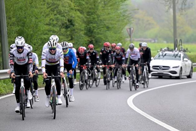 Liege Bastogne Liege 2025 Training 25 04 2025 Liege, Belgium - April 25 : Pogacar Tadej (SLO) of UAE Team Emirates - XRG and Mcnulty Brandon (USA) of UAE Team Emirates - XRG pictured during a training session prior to the 111 edition of Liege Bastogne Liege a cycling race of 252 kms with start in Liege and finish in Liege on April 25, 2025 in Liege, Belgium, 25 04 2025 ( Motordriver Guy De Vuyst - Liege Belgium  Copyright: xSesx