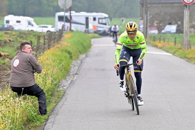 Liege Bastogne Liege 2025 Training 25 04 2025 Liege, Belgium - April 25 : Evenepoel Remco (BEL) of Soudal - Quick Step pictured during a training session prior to the 111 edition of Liege Bastogne Liege a cycling race of 252 kms with start in Liege and finish in Liege on April 25, 2025 in Liege, Belgium, 25 04 2025 ( Motordriver Guy De Vuyst - Liege Belgium  Copyright: xSesx
