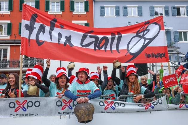CYCLING - Tour of the Alps 2025 LIENZ,AUSTRIA,25.APR.25 - CYCLING - Tour of the Alps, stage 5, Lienz - Lienz. Image shows supporters of Felix Gall.  GEPAxpictures xDavidxGeieregger