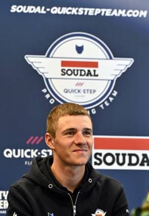 Belgian Remco Evenepoel of Soudal Quick-Step pictured during a press conference, PK, Pressekonferenz of cycling teams Soudal Quick-Step and AG Insurance Soudal, ahead of this Sunday s Liege-Bastogne-Liege one day cycling race, Friday 25 April 2025, in Chaudfontaine. ERICxLALMAND  x121819836x