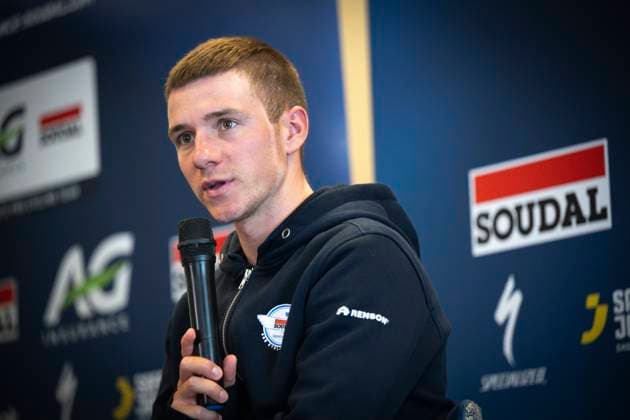 PC Soudal - Quick Step Liege-Bastogne-Liege Liege, Belgium - April 25 : Evenepoel Remco (BEL) of Soudal - Quick Step during a press conference, PK, Pressekonferenz prior to the 111 edition of Liege Bastogne Liege a cycling race of 252 kms with start in Liege and finish in Liege on April 25, 2025 in Liege, Belgium, 25 04 2025 Liege Belgium  Copyright: xSesx