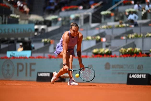 Mutua Madrid Open Women - Spain Aryna Sabalenka (RUS) during her first round match at the Mutua Madrid Open in Madrid, Spain, on April, 25, 2025. Photo by Corinne Dubreuil ABACAPRESS.COM Madrid Spain  Copyright: xDubreuilxCorinne ABACAx