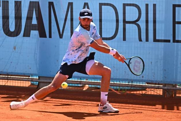 Mutua Madrid Open Men - Spain Benjamin Bonzi (FRA) during his second round match at the Mutua Madrid Open in Madrid, Spain, on April, 25, 2025. Photo by Corinne Dubreuil ABACAPRESS.COM Madrid Spain  Copyright: xDubreuilxCorinne ABACAx