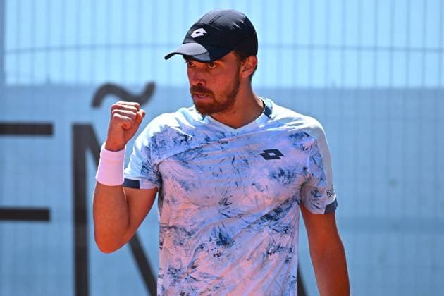 Mutua Madrid Open Men - Spain Benjamin Bonzi (FRA) during his second round match at the Mutua Madrid Open in Madrid, Spain, on April, 25, 2025. Photo by Corinne Dubreuil ABACAPRESS.COM Madrid Spain  Copyright: xDubreuilxCorinne ABACAx