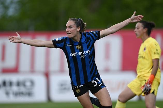 Db Milano 25 04 2025 - campionato di serie A femminile Milan-Inter foto Daniele Buffa Image nella foto: esultanza gol Tessa Wullaert 