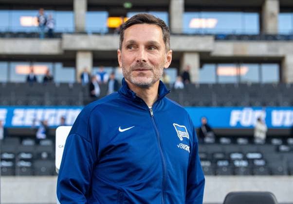 Soccer, Men, Season 2024 2025, 2 Bundesliga 31 Matchday , Hertha BSC 1 FC Magdeburg, Coach Stefan Leitl Hertha BSC , 25 04 2025, Copyright: xSebastianxRäppold MatthiasxKochx