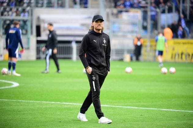 25 04 2025 Moenchengladbach Football, Men, Regionalliga West, Season 2024 2025, Borussia Moenchengladbach U23 vs MSV Duisburg Eugen Polanski Trainer Gladbach U23 DFL regulations prohibit any use of photographs as image sequences and or quasi video Borussia Park NRW Germany