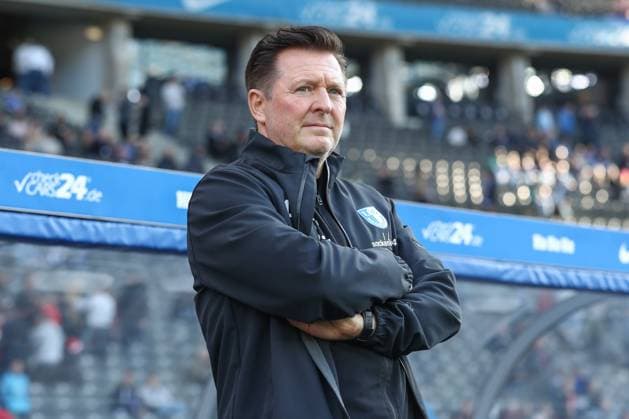25 04 2025, xtgx, Soccer 2 Bundesliga, Hertha BSC Berlin 1 FC Magdeburg emspor, v l Christian Titz Magdeburg, Coach DFL DFB REGULATIONS PROHIBIT ANY USE OF PHOTOGRAPHS as IMAGE SEQUENCES and or QUASI VIDEO Berlin