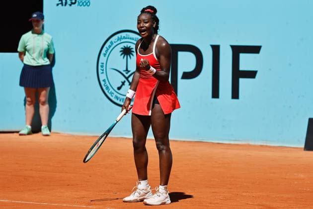 Alycia Parks (USA), APRIL 25, 2025 - Tennis : Alycia Parks celebrate after point during singles round of 64 match against Daria Kasatokina on the WTA, Tennis Damen tour 1000 tournaments Mutua Madrid Open tennis tournament at the Caja Magica in Madrid, Spain. Noxthirdxpartyxsales  (288634574)