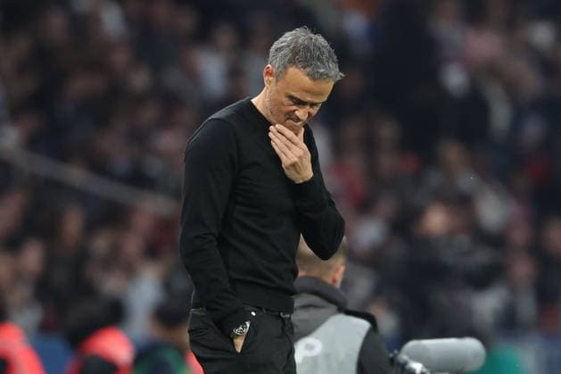 2025 04 25 Parc des Princes, La Ligue 1 J 31 Paris Saint Germain OGC Nice v l , Coach, Trainer Luis Enrique Paris Saint Germain pensive Copyright: JoaquimxFerreira