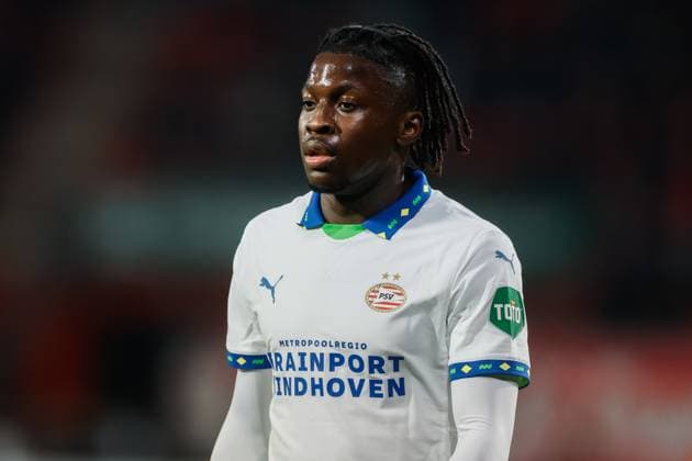 Johan Bakayoko of PSV looks on , Eredivisie, FC Twente 65 v PSV Eindhoven, Grolsch Veste stadium, April 24, 2025, Enschede, Netherlands.