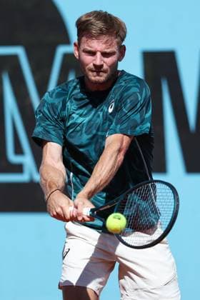 April 24, 2025, Madrid, Madrid, Spain: David Goffin of Belgium in action against Alexandre Muller of France during the Mutua Madrid Open 2025, ATP, Tennis Herren Masters 1000 and WTA, Tennis Damen 1000 tennis tournament, celebrated at Caja Magica on April 24, 2025 in Madrid, Spain. Madrid Spain - ZUMAa181 20250424_zaa_a181_546 Copyright: xIrinaxR.xHipolitox