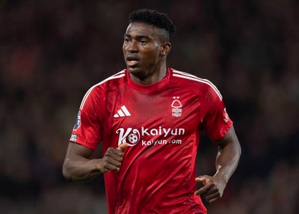 Nottingham Forest FC v Manchester United, ManU FC - Premier League NOTTINGHAM, ENGLAND - APRIL 1: Taiwo Awoniyi of Nottingham Forest in action during the Premier League match between Nottingham Forest FC and Manchester United FC at City Ground on April 1, 2025 in Nottingham, England. Taiwo Awoniyi Nottingham City Ground England United Kingdom Copyright: xVisionhausx 776173169