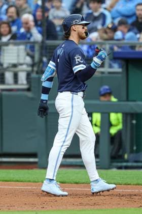 MLB, Baseball Herren, USA 2025: Astros Vs Royals APR 25 April 25, 2025: Kansas City Royals shortstop Bobby Witt Jr. (7) reacts to his first inning single against the Houston Astros at Kauffman Stadium in Kansas City, MO. David Smith CSM (Credit Image: Â David Smith Cal Media) Kansas City Mo United States of America EDITORIAL USE ONLY Copyright: xx ZUMA-20250425_zma_c04_006.jpg DavidxSmithx csmphotothree378173