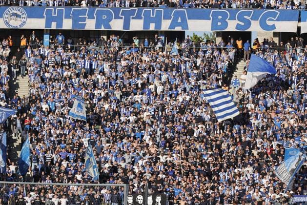 Hertha Fans, Germany, Berlin, Olympiastadion, Football, Men, Season 2024 2025, 2 Bundesliga 31 Matchday , Hertha BSC 1 FC Magdeburg