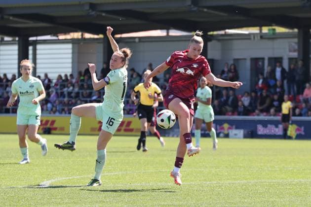 1 Bundesliga Women RB Leipzig vs SGS Essen, 26 04 25 Jaqueline Meißner 16, SGS Essen vs Marlene Müller 27, RB Leipzig Soccer, Google Pixel Women Bundesliga, Season 2024 2025, 20 Matchday RB Leipzig vs SGS Essen on 26 04 25, RB Academy Cottaweg DFB REGULATIONS PROHIBIT ANY USE OF PHOTOGRAPHS AS IMAGE SEQUENCES AND OR QUASI VIDEO Copyright: xBEAUTIFULxSPORTS JanxKaeferx