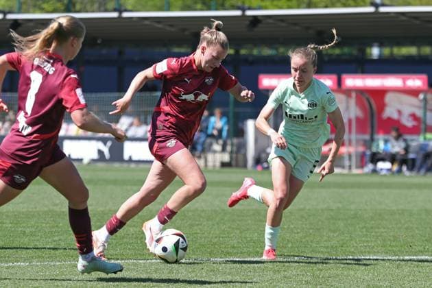 1 Bundesliga Women RB Leipzig vs SGS Essen, 26 04 25 Marlene Müller 27, RB Leipzig vs Beke Sterner 19, SGS Essen Football, Google Pixel Women Bundesliga, Season 2024 2025, 20 Matchday RB Leipzig vs SGS Essen on 26 04 25, RB Academy Cottaweg DFB REGULATIONS PROHIBIT ANY USE OF PHOTOGRAPHS AS IMAGE SEQUENCES AND OR QUASI VIDEO Copyright: xBEAUTIFULxSPORTS JanxKaeferx