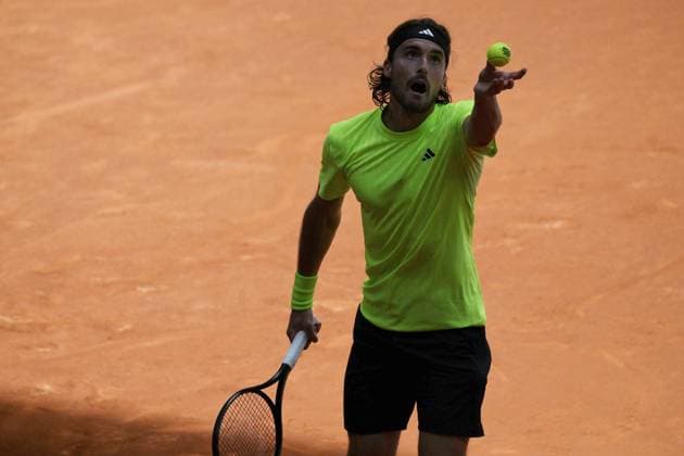 April 26, 2025, Madrid, Madrid, Spain: STo°FANOS TSITSIPoÂS of Greece during his match against JAN-LENNARD STRUFF of Germany on Day Six of the Mutua Madrid Open at La Caja Magica. TsitsipoÂ¡s won 3-6, 6-4, 6-3. Madrid Spain - ZUMAd308 20250426_zsp_d308_048 Copyright: xJuanxCarlosxLucasx