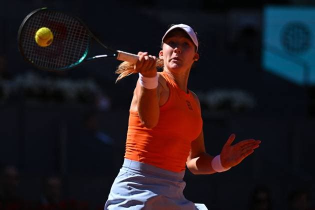Mutua Madrid Open - Second Round Mirra Andrea (RUS) during hier second round match at the Mutua Madrid Open in Madrid , Spain, on April, 26, 2025. Photo by Corinne Dubreuil ABACAPRESS.COM Madrid Spain  Copyright: xDubreuilxCorinne ABACAx