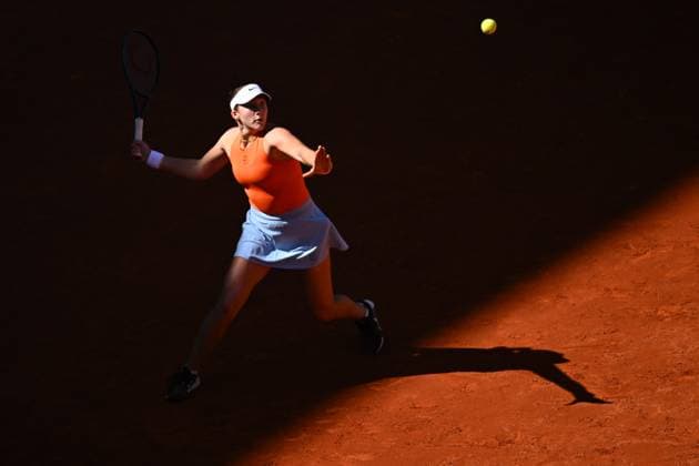 Mutua Madrid Open - Second Round Mirra Andrea (RUS) during hier second round match at the Mutua Madrid Open in Madrid , Spain, on April, 26, 2025. Photo by Corinne Dubreuil ABACAPRESS.COM Madrid Spain  Copyright: xDubreuilxCorinne ABACAx