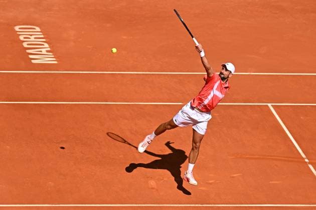 Mutua Madrid Open - Men s First Round Novak Djokovic (SRB) during his first round match at the Mutua Madrid Open in Madrid , Spain, on April, 26, 2025. Photo by Corinne Dubreuil ABACAPRESS.COM Madrid Spain  Copyright: xDubreuilxCorinne ABACAx