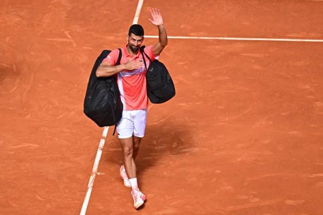 Mutua Madrid Open - Men s First Round Novak Djokovic (SRB) during his first round match at the Mutua Madrid Open in Madrid , Spain, on April, 26, 2025. Photo by Corinne Dubreuil ABACAPRESS.COM Madrid Spain  Copyright: xDubreuilxCorinne ABACAx