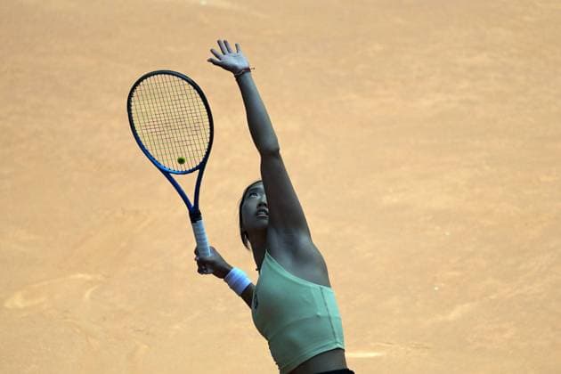April 26, 2025, Madrid, Madrid, Spain: ANN LI of USA during her match against COCO GAUFF of USA on Day Six of the Mutua Madrid Open at La Caja Magica. Gauff Wins 6-2, 6-3. Madrid Spain - ZUMAd308 20250426_zsp_d308_053 Copyright: xJuanxCarlosxLucasx