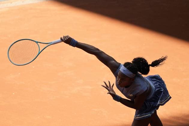 April 26, 2025, Madrid, Madrid, Spain: COCO GAUFF of USA during her match against ANN LI of USA on Day Six of the Mutua Madrid Open at La Caja Magica. Gauff Wins 6-2, 6-3. Madrid Spain - ZUMAd308 20250426_zsp_d308_063 Copyright: xJuanxCarlosxLucasx
