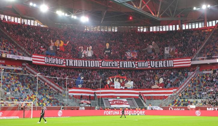 26 04 2024 Soccer season 2024 2025 2 Soccer Bundesliga 31 Matchday Fortuna Düsseldorf 95 F95 1 FC Nürnberg FCN Club Sportfoto Zink DaMa xdaxmax DFL regulations prohibit any use of photographs as image sequences and or quasi video only for editorial use Symbolbild Symbolfoto Feature Impression Choreo Choreografie der Clubfan Clubfans FCN Fans Fans Fans