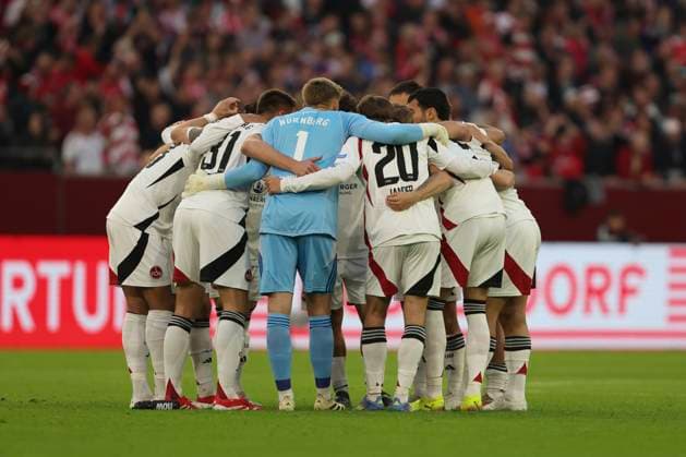 Players from 1 FC Nürnberg form a team circle during the 2 Bundesliga match between Fortuna Düsseldorf and 1 FC Nürnberg at Merkur Spiel Arena on April 26, 2025 in Düsseldorf, Germany Photo by Oliver Kaelke DeFodi Images Players from 1 FC Nürnberg form a circle during the 2 Bundesliga match between Fortuna Düsseldorf and 1 FC Nürnberg at Merkur Spiel Arena on April 26, 2025 in Düsseldorf, Germany Photo by Oliver Kaelke DeFodi Images DFB DFL REGULATIONS PROHIBIT ANY USE OF PHOTOGRAPHS AS IMAGE SEQUENCES AND OR QUASI VIDEO Photo by Oliver Kaelke DeFodi Images