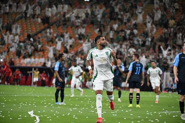 AFC Champions League Elite JEDDAH, SAUDI ARABIA - APRIL 26: Mahrez Riyad celebrates scoring his side s first goal of the match during the AFC Champions League Elite match between Al Ahli Saudi FC (KSA) v Buriram United (THA). Al Inma Bank Stadium at King Abdullah City