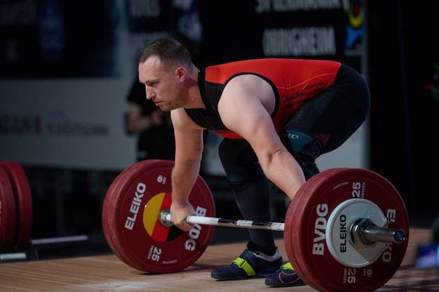 Nico Mueller SV Germania Obrigheim Reissen GER, German Team Weightlifting Championships, German Team Weightlifting Finals, German Team Championships, 1 Bundesliga, 2024 2025 season, 26 04 2025 GER, German Team Weightlifting Championships, German Team Weightlifting Finals, German Team Championships, 1 Bundesliga, 2024 2025 season, 26 04 2025 Heidelberg Copyright: xEibner-Pressefoto GeraldxOelze-dexStoppanyx EP_ODS