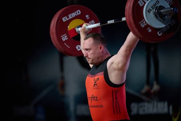 Nico Mueller SV Germania Obrigheim Reissen GER, German Team Weightlifting Championships, German Team Weightlifting Finals, German Team Championships, 1 Bundesliga, 2024 2025 season, 26 04 2025 GER, German Team Weightlifting Championships, German Team Weightlifting Finals, German Team Championships, 1 Bundesliga, 2024 2025 season, 26 04 2025 Heidelberg Copyright: xEibner-Pressefoto GeraldxOelze-dexStoppanyx EP_ODS