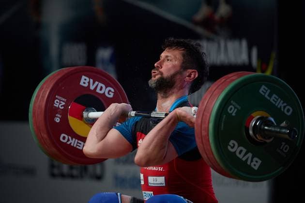 Jakob Neufeld SV Germania Obrigheim clean and jerk GER, German Team Weightlifting Championship, German Team Weightlifting Championship, German Team Weightlifting Championship, 1 Bundesliga, season 2024 2025, 26 04 2025 GER, German Team Weightlifting Championship, German Team Weightlifting Championship, 1 Bundesliga, season 2024 2025, 26 04 2025 Heidelberg Copyright: xEibner-Pressefoto GeraldxOelze-dexStoppanyx EP_ODS