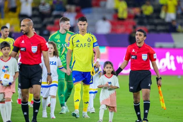 Yokohama F. Marinos vs Al-Nassr - AFC Champions League Elite Quarter Finals JEDDAH, SAUDI ARABIA - April 26: Cristiano Ronaldo of Team Al-Nassr FC enters the stadium prior to the AFC Champions League Elite Quarter Finals match between Yokohama F. Marinos and Al-Nassr FC at Prince Abdullah Al Faisal Stadium on April 26, 2025 in Jeddah, Saudi Arabia. Jeddah Saudi Arabia Copyright: xAbdullahxAhmedx