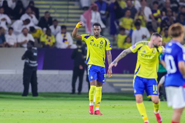 Yokohama F. Marinos vs Al-Nassr - AFC Champions League Elite Quarter Finals JEDDAH, SAUDI ARABIA - April 26: Jhon Duran of Team Al-Nassr FC celebrates scoring their first goal during the AFC Champions League Elite Quarter Finals match between Yokohama F. Marinos and Al-Nassr FC at Prince Abdullah Al Faisal Stadium on April 26, 2025 in Jeddah, Saudi Arabia. Jeddah Saudi Arabia Copyright: xAbdullahxAhmedx