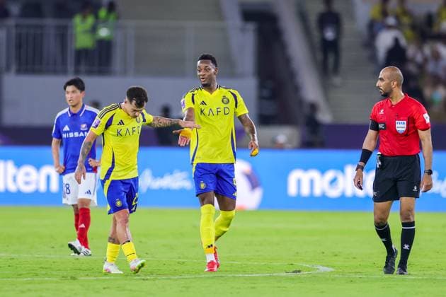 Yokohama F. Marinos vs Al-Nassr - AFC Champions League Elite Quarter Finals JEDDAH, SAUDI ARABIA - April 26: Jhon Duran of Team Al-Nassr FC celebrates scoring their first goal during the AFC Champions League Elite Quarter Finals match between Yokohama F. Marinos and Al-Nassr FC at Prince Abdullah Al Faisal Stadium on April 26, 2025 in Jeddah, Saudi Arabia. Jeddah Saudi Arabia Copyright: xAbdullahxAhmedx