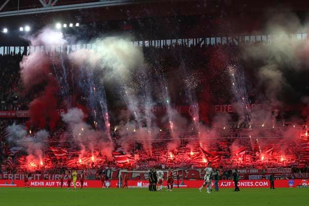 Fans of Fortuna Duesseldorf using pyrotechnics during the 2 Bundesliga match between Fortuna Düsseldorf and 1 FC Nürnberg at Merkur Spiel Arena on April 26, 2025 in Düsseldorf, Germany Photo by Oliver Kaelke DeFodi Images Supporters of Fortuna Duesseldorf use pyrotechnics during the 2 Bundesliga match between Fortuna Düsseldorf and 1 FC Nürnberg at Merkur Spiel Arena on April 26, 2025 in Düsseldorf, Germany Photo by Oliver Kaelke DeFodi Images DFB DFL REGULATIONS PROHIBIT ANY USE OF PHOTOGRAPHS AS IMAGE SEQUENCES AND OR QUASI VIDEO Photo by Oliver Kaelke DeFodi Images