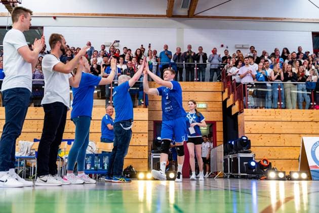 26 04 2025, GER, Volleyball, 2 BL Maenner Sued, Season 2024 2025, Blue Volleys Gotha Ceratonia Volleys Eltmann Richard Werner Blue Volleys Gotha 99867 Gotha Sporthalle Sportanlage Ernesti Thüringen Germany