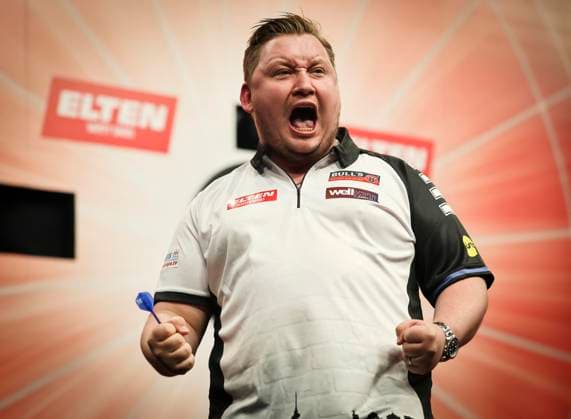 Bilder des Jahres 2025, Sport 04 April Sport Themen der Woche KW17 Sport Bilder des Tages DARTS - PDC, Austrian Darts Open PREMSTAETTEN,AUSTRIA,27.APR.25 - DARTS - PDC European Tour, Austrian Darts Open. Image shows the rejoicing of Martin Schindler (GER).  GEPAxpictures xWolfgangxGrebien