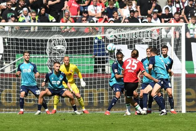 Lars Gindorf Hannover 96 scores his team™s first goal during the 2 Bundesliga match between Hannover 96 and 1 FC Köln at Heinz von Heiden Arena on April 27, 2025 in Hanover, Germany Photo by Ralf Treese DeFodi Images Lars Gindorf Hannover 96 scores his team™s first goal during the 2 Bundesliga match between Hannover 96 and 1 FC Köln at Heinz von Heiden Arena on April 27, 2025 in Hanover, Germany Photo by Ralf Treese DeFodi Images DFB DFL REGULATIONS PROHIBIT ANY USE OF PHOTOGRAPHS AS IMAGE SEQUENCES AND OR QUASI VIDEO Photo by Ralf Treese DeFodi Images