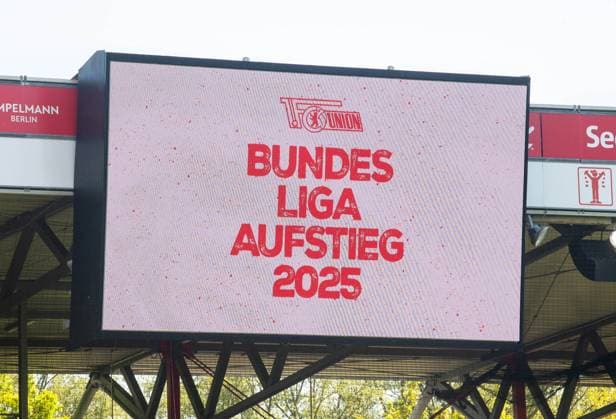 Soccer, Women, Season 2024 2025, 2 Bundesliga 23 Matchday , 1 FC Union Berlin Borussia Mönchengladbach, Scoreboard Bundesliga Promotion 2025, 27 04 2025, Copyright: xSebastianxRäppold MatthiasxKochx