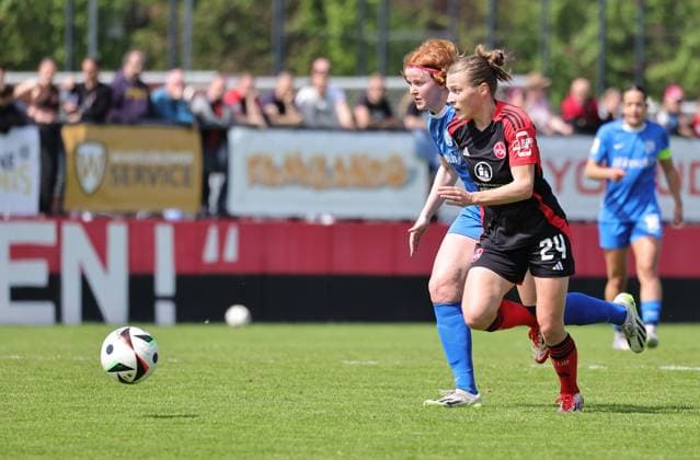 27 04 2025 Soccer Season 2024 2025 2 Women Soccer Bundesliga 23 Matchday 1 FC Nürnberg FCN Club Clubfrauen SV Meppen Sportfoto Zink DaMa xdaxmax Lena Maria Göppel Goeppel 5, SV Meppen Nastassja Lein 24, 1 FC Nürnberg FCN