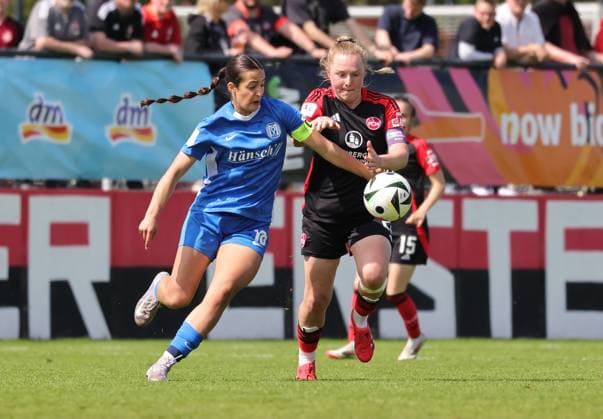27 04 2025 Soccer Season 2024 2025 2 Women Soccer Bundesliga 23 Matchday 1 FC Nürnberg FCN Club Clubfrauen SV Meppen Sportfoto Zink DaMa xdaxmax Selma Licina 18, SV Meppen Madeleine Steck 28, 1 FC Nürnberg FCN