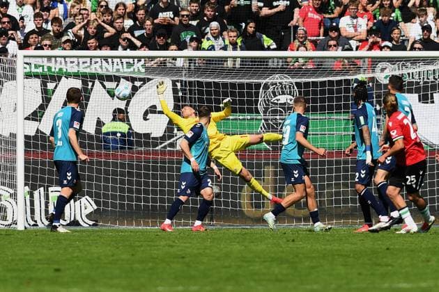 Lars Gindorf Hannover 96 scores his team™s first goal during the 2 Bundesliga match between Hannover 96 and 1 FC Köln at Heinz von Heiden Arena on April 27, 2025 in Hanover, Germany Photo by Ralf Treese DeFodi Images Lars Gindorf Hannover 96 scores his team™s first goal during the 2 Bundesliga match between Hannover 96 and 1 FC Köln at Heinz von Heiden Arena on April 27, 2025 in Hanover, Germany Photo by Ralf Treese DeFodi Images DFB DFL REGULATIONS PROHIBIT ANY USE OF PHOTOGRAPHS AS IMAGE SEQUENCES AND OR QUASI VIDEO Photo by Ralf Treese DeFodi Images