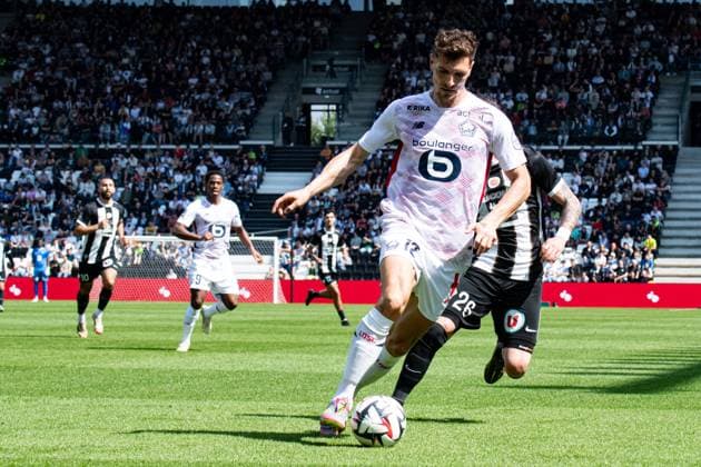 FOOTBALL : SCO Angers vs Lille OSC - Ligue 1 - JournÃ e 31 - 27 04 2025 Thomas Meunier (Lille OSC) AngersFrance  Copyright: xBaptistexAutissierx