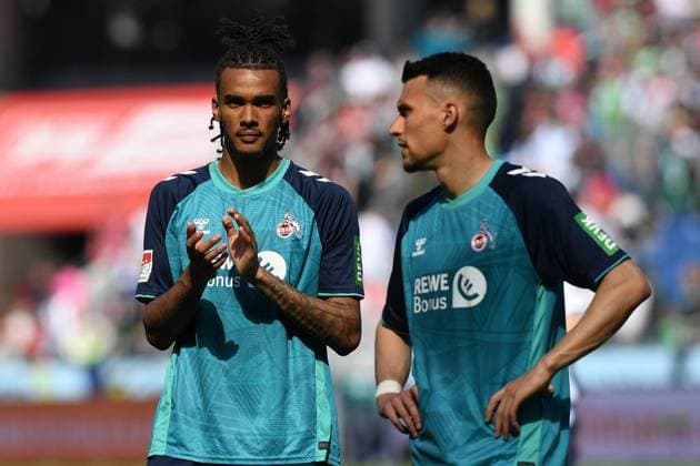 Damion Downs 1 FC Koeln and Dejan Ljubicic 1 FC Köln look on during the 2 Bundesliga match between Hannover 96 and 1 FC Köln at Heinz von Heiden Arena on April 27, 2025 in Hannover, Germany, Germany Photo by Ralf Treese DeFodi Images Damion Downs 1 FC Koeln and Dejan Ljubicic 1 FC Köln look on during the 2 Bundesliga match between Hannover 96 and 1 FC Köln at Heinz von Heiden Arena on April 27, 2025 in Hanover, Germany Photo by Ralf Treese DeFodi Images DFB DFL REGULATIONS PROHIBIT ANY USE OF PHOTOGRAPHS AS IMAGE SEQUENCES AND OR QUASI VIDEO Photo by Ralf Treese DeFodi Images
