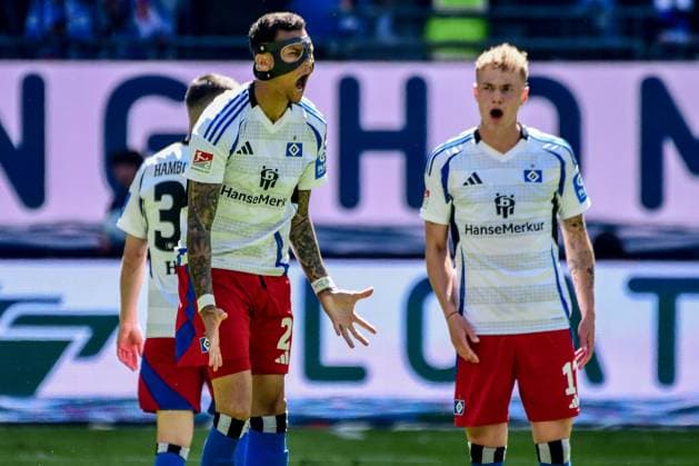 Davie Selke Adam Karabec HSV scream Germany , Hamburg , Volksparkstadion , Football , 2 Bundesliga , Hamburger SV Karlsruher SC